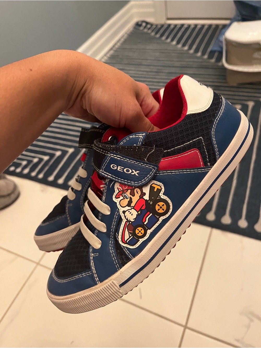 Geox Kids Navy Blue & Red Sneakers with Race Car Patch